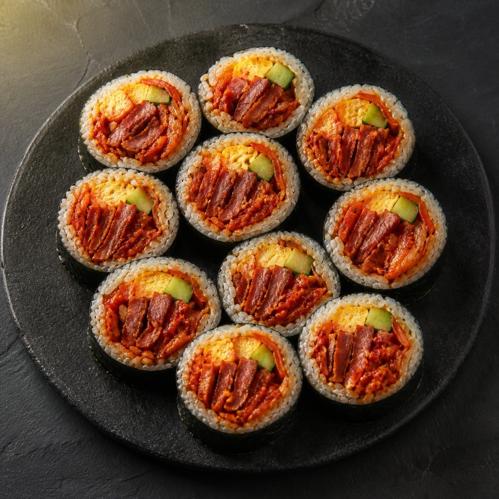 Bacon and Kimchi Kimbap