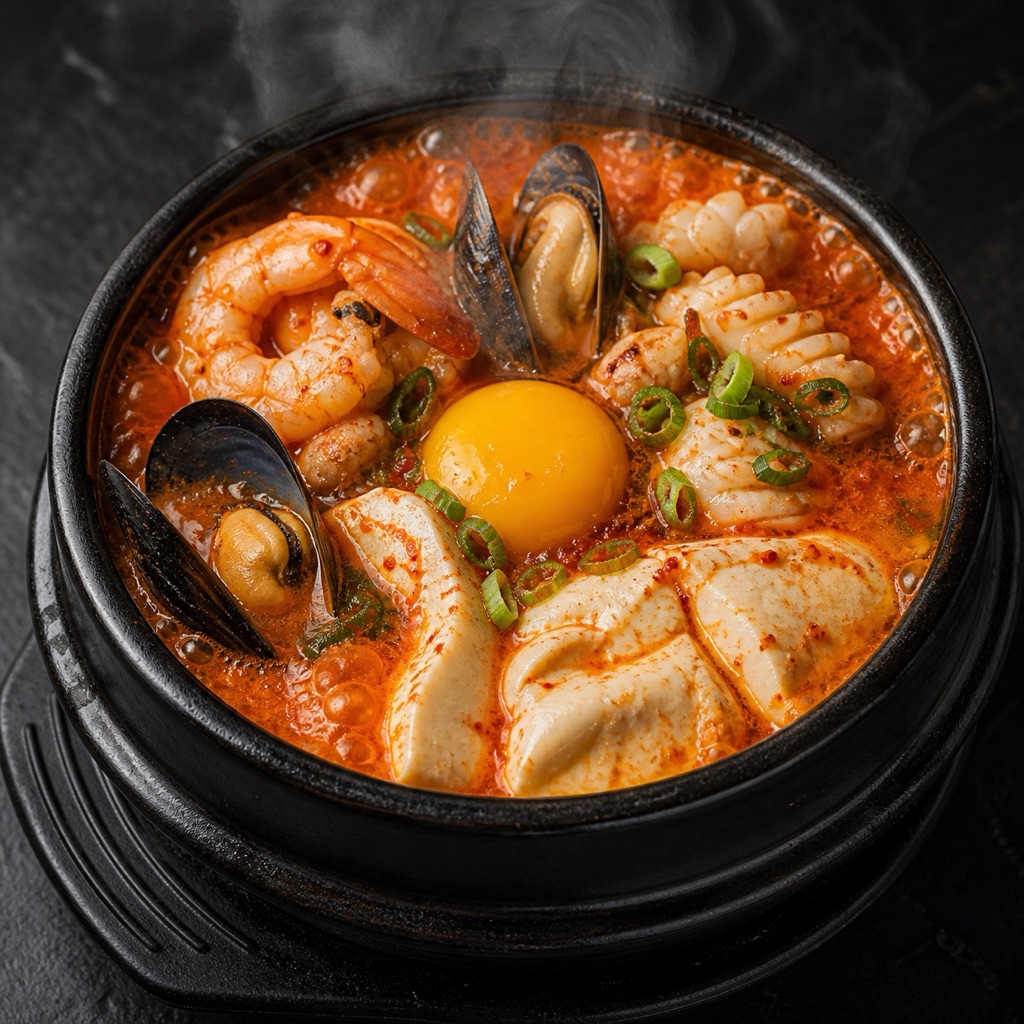 Korean Seafood Tofu Soup (Haemul Sundubu)