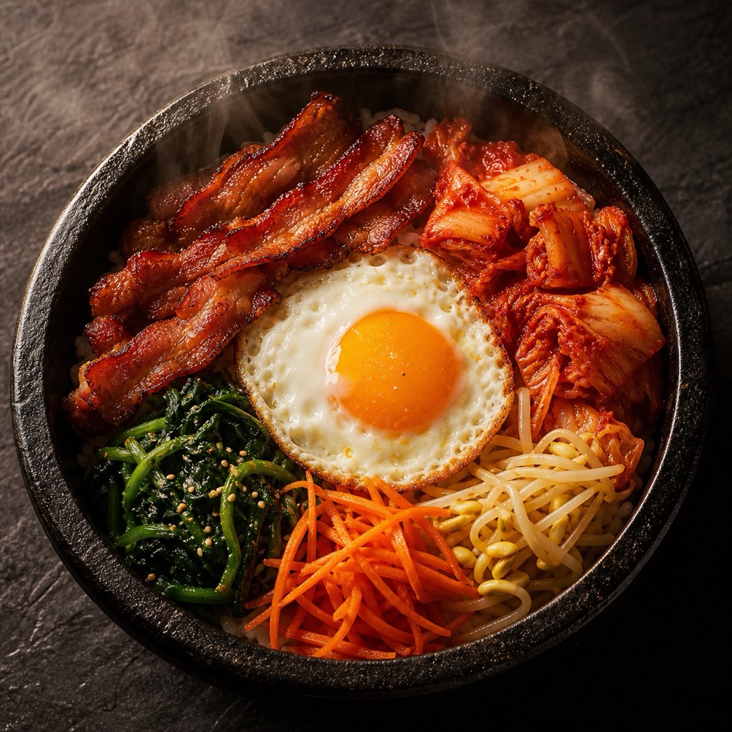 Bacon and Kimchi Bibimbap